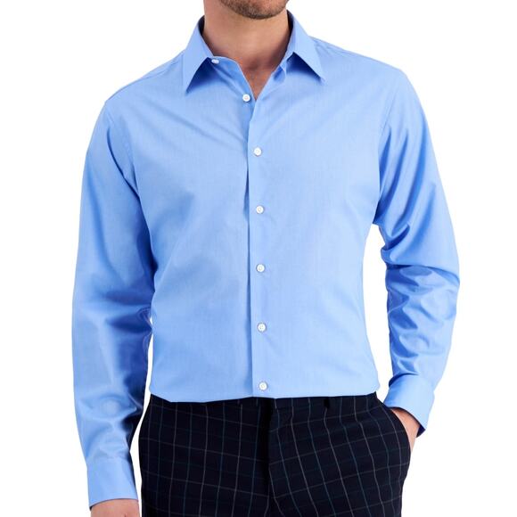 Club Room Men's Regular Fit Solid Dress Shirt, Yacht Blue L 16-16.5 $50 - Picture 2 of 5